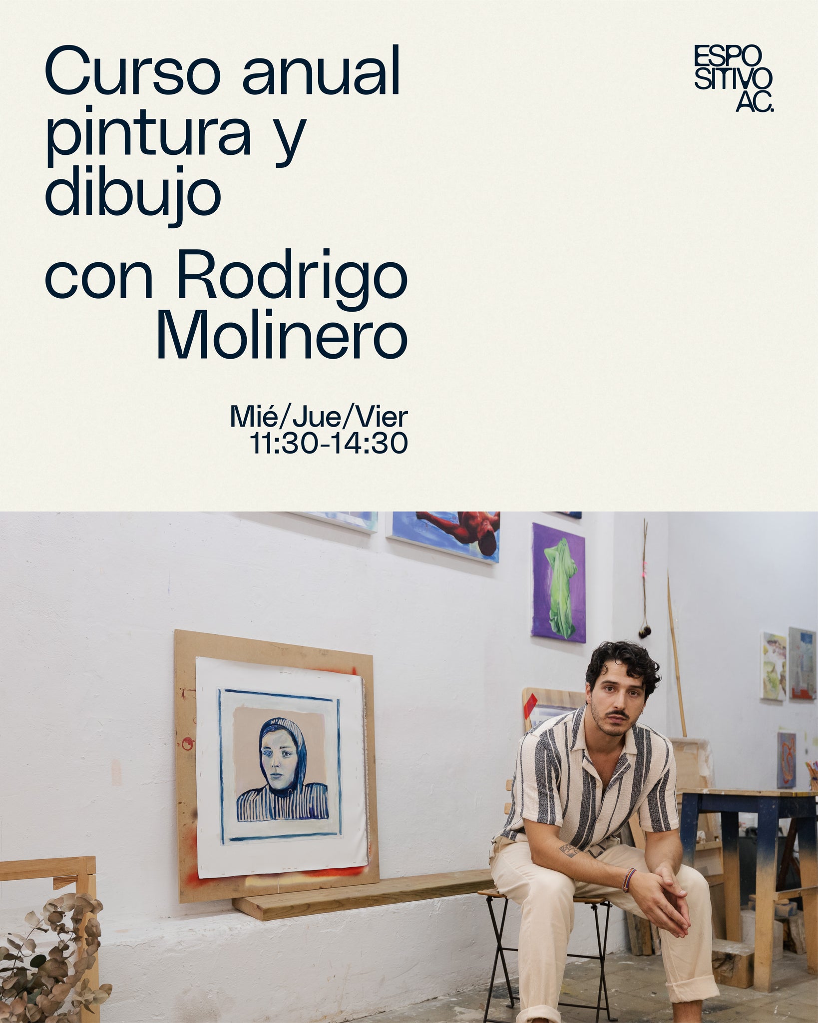Dibujo y pintura para adultxs con Rodrigo Molinero.<br>Miércoles, Jueves o viernes de 11:30 a 14:30h