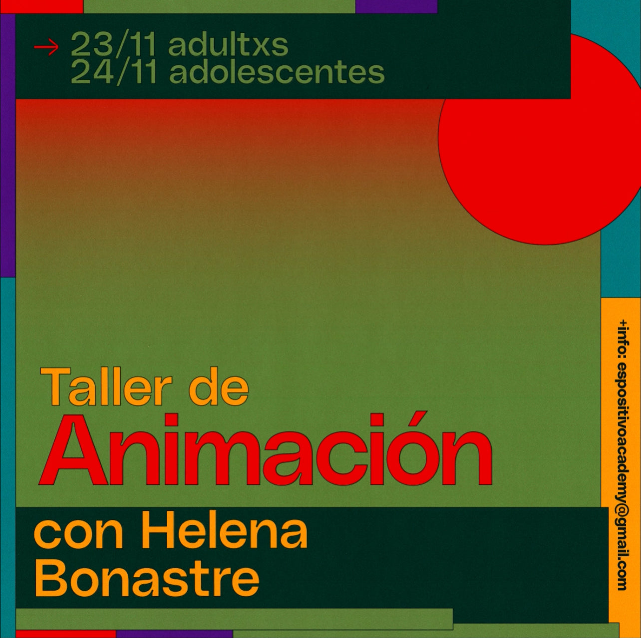 NOVIEMBRE 2024 - ANIMACIÓN con Helena Bonastre <br> 23 ó 24 de noviembre (adultos/adolescentes)